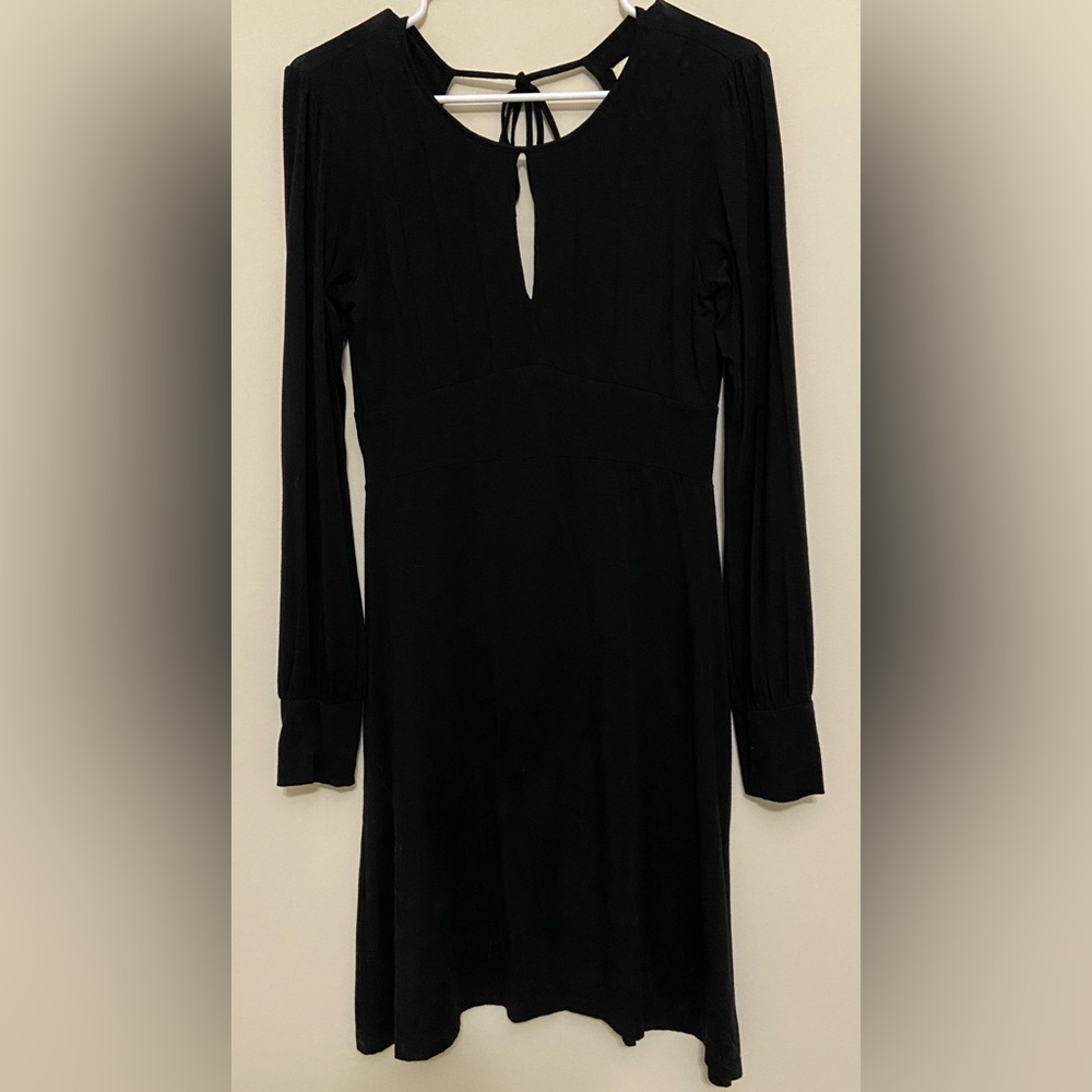 Free People Black Long Sleeve Mini Dress with Button Detail Size 8